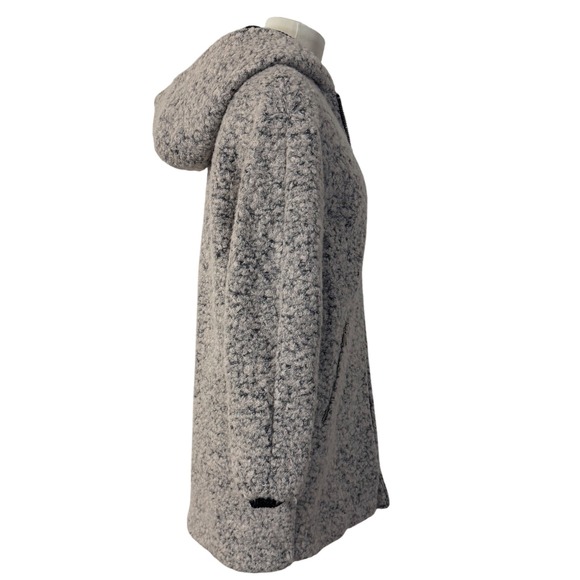 TOPSHOP Abigail Gray Boucle‎ Hooded Wool Blend Coat Size 6 Classic Warm Winter - Picture 3 of 7